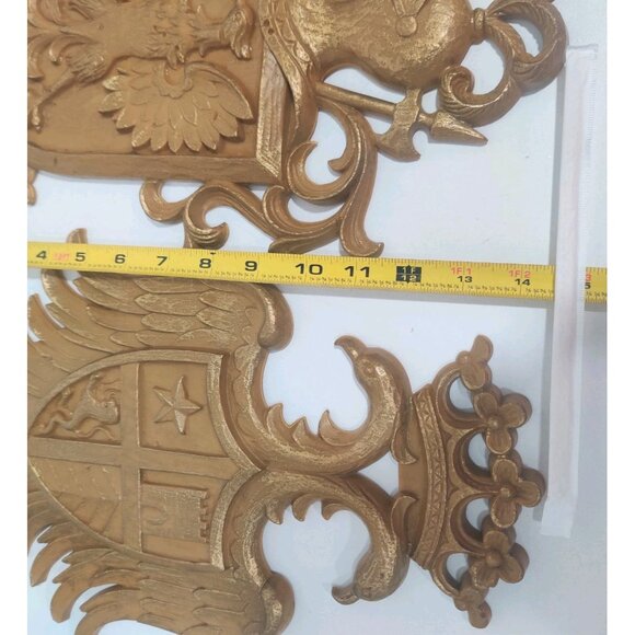 2 Vtg Syroco Decor Knight Coat of Arms Eagle Wall Plaque 7248 & 7249 14.5x9.5" - Picture 15 of 16